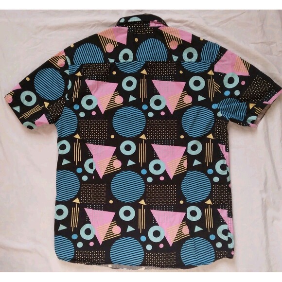 Massive Shirt Short Sleeve Button Up Colorful Geometric Retro Mens Medium - Picture 6 of 11